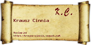 Krausz Cinnia névjegykártya
